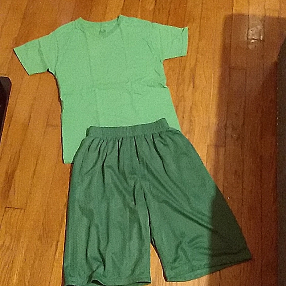 green shirt and short set